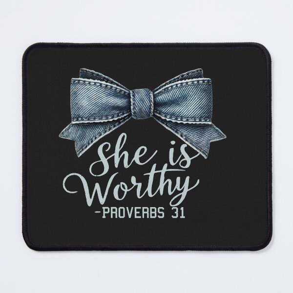 Item preview, Faith Based She Is Worthy Denim Bow designed and sold by AlienOccupation.