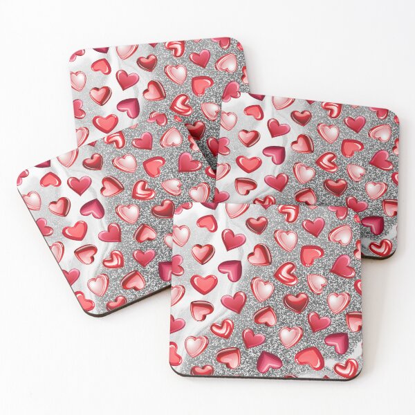 Item preview, Red Valentine Hearts Silver Shimmering Glitter  designed and sold by colorleafz.