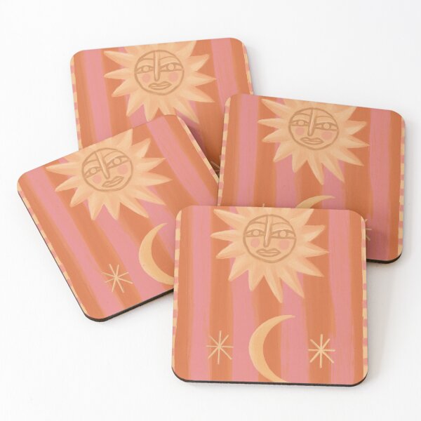 Item preview, Moon, sun and stars boho striped pink and gold hippy celestial design  designed and sold by palmandpaper.