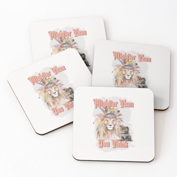 Item preview, Mightier Than You Think - Cat & Lion designed and sold by KaysUplifting.