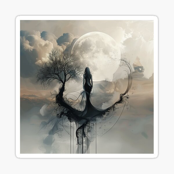 Moonlit Guardian: Mystical Tree Spirit Sticker