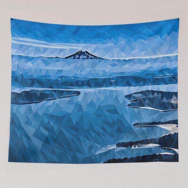 Aperçu de l'œuvre Mont Rainier au-dessus de Puget Sound (Poly Art) créée et vendue par flyscenicair.