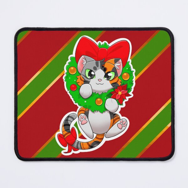 Item preview, Cat hanging out in Christmas wreath designed and sold by Maythedragonlord .