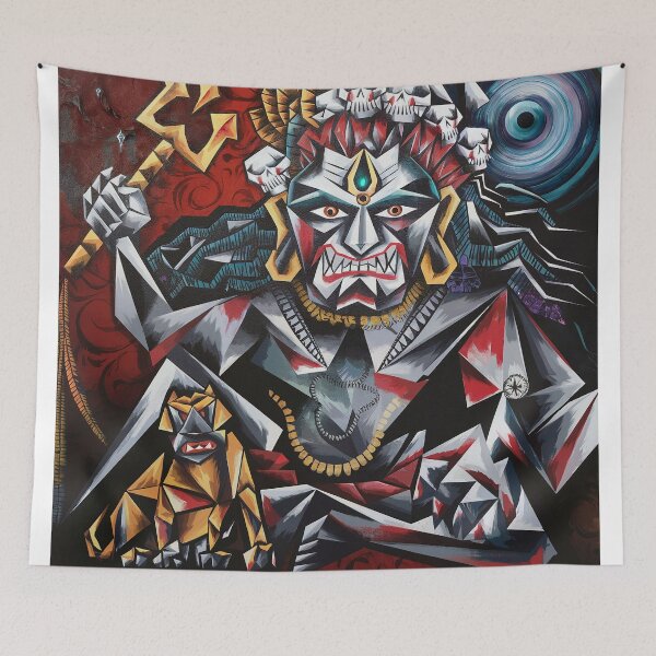 Item preview, Lord Kaal Bhairav: A Fierce Cubist Manifestation of Divinity  | Lord Kaal Bhairav  painting  designed and sold by KARTICK DUTTA.