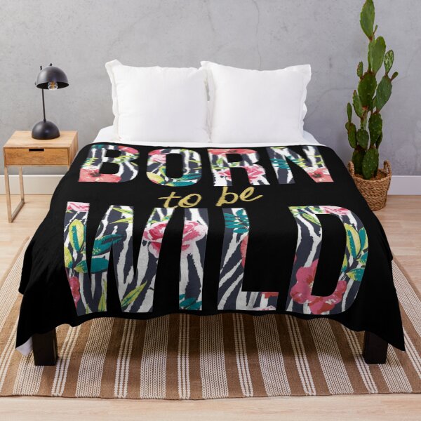 Item preview, Born to be Wild Steppenwolf Animal Print Zebra Pink Gold Rock Lyric designed and sold by PaintedRose.