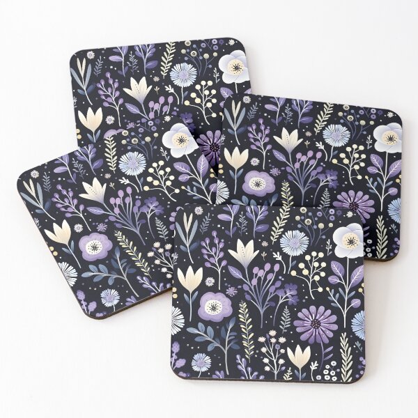 Item preview, Whimsigoth Black white purple floral pattern - dark cottagecore  designed and sold by cocomelon168.