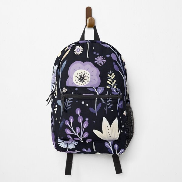 Item preview, Whimsigoth Black white purple floral pattern - dark cottagecore designed and sold by cocomelon168.
