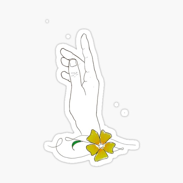 Hand And Flower Illustration Sticker For Sale By Troyarts Redbubble