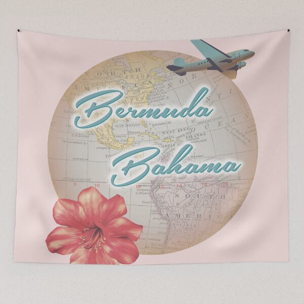Item preview, Bermuda Bahama Beach Boys Kokomo Song Vintage Wold Map Travel designed and sold by PaintedRose.