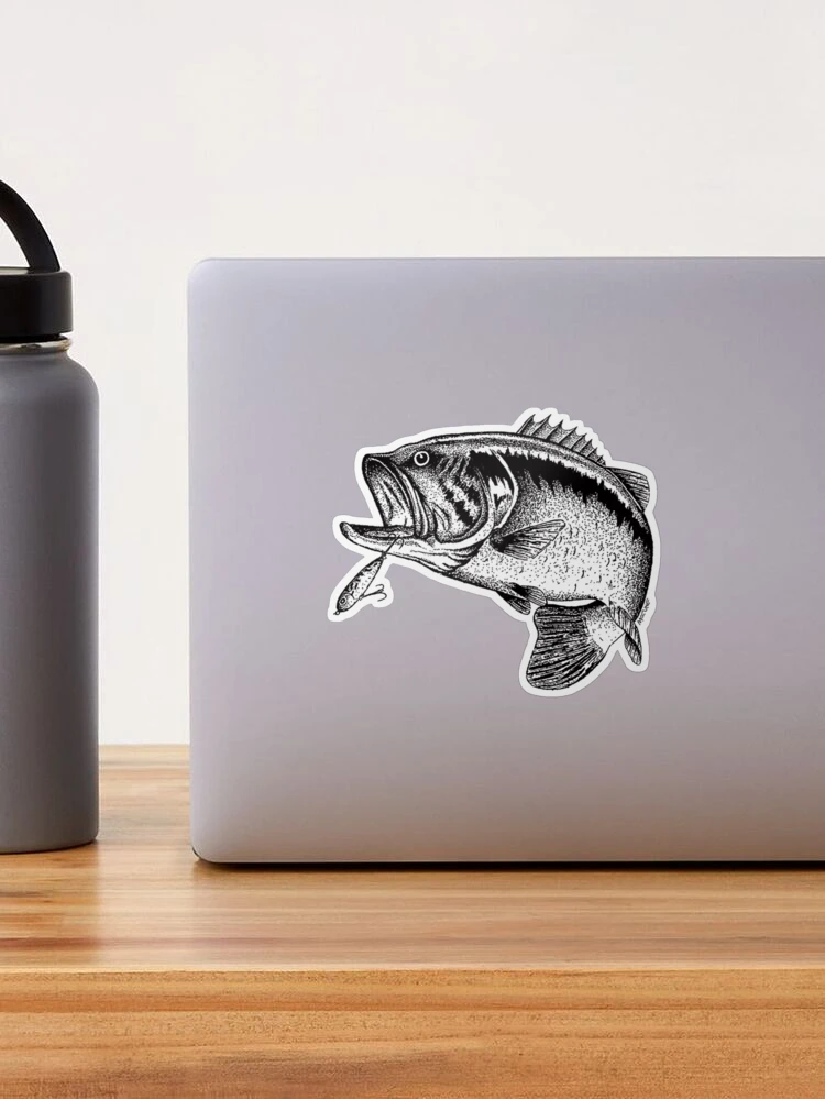 Bass Fishing Decal - Bass Fishing Sticker - 2212 | Medium | silver-metalic