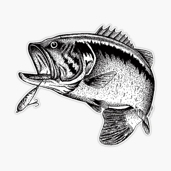 Largemouth Bass Fishing Sticker for Sale by Pixelmatrix