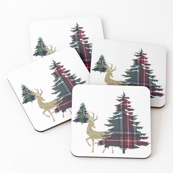 Item preview, Deer Pine Tree Winter Holiday Christmas Plaid designed and sold by PaintedRose.