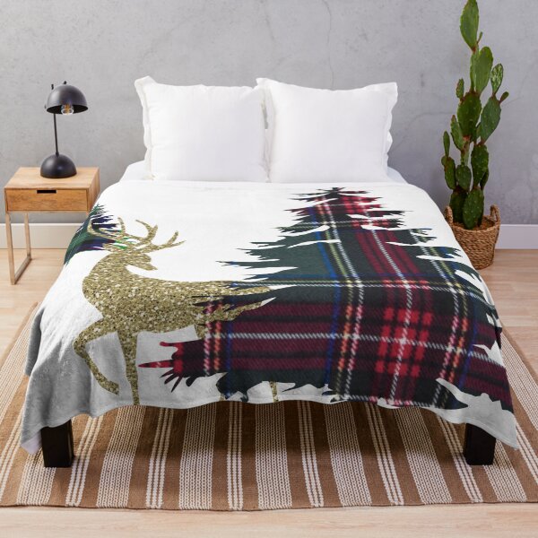 Item preview, Deer Pine Tree Winter Holiday Christmas Plaid designed and sold by PaintedRose.