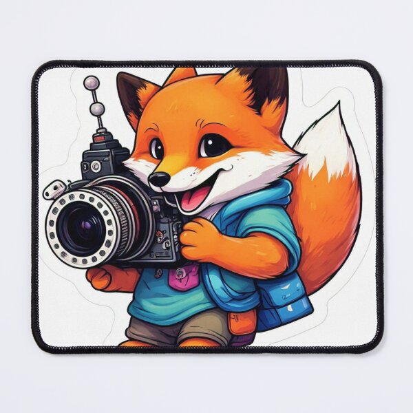 Item preview, A sticker design a playful fox character holding a camera or film reel, representing cunning and adaptability designed and sold by InsightA.
