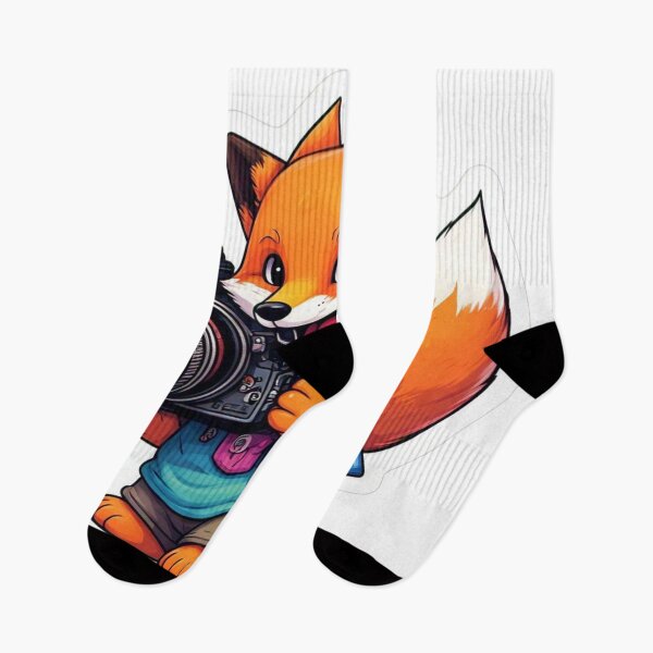 Item preview, A sticker design a playful fox character holding a camera or film reel, representing cunning and adaptability designed and sold by InsightA.