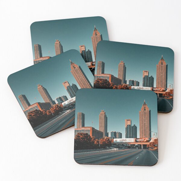 Item preview, Atlanta Georgia Coca-Cola City Skyline Night Photography Urban Wall Art Poster designed and sold by Camwal.