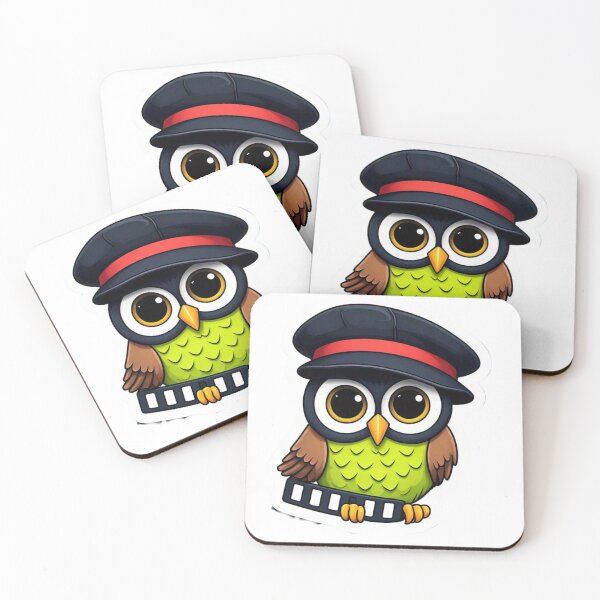 Item preview, Sticker design of a cute, stylized owl wearing a director's hat and holding a film strip, symbolizing wisdom and creativity. designed and sold by InsightA.