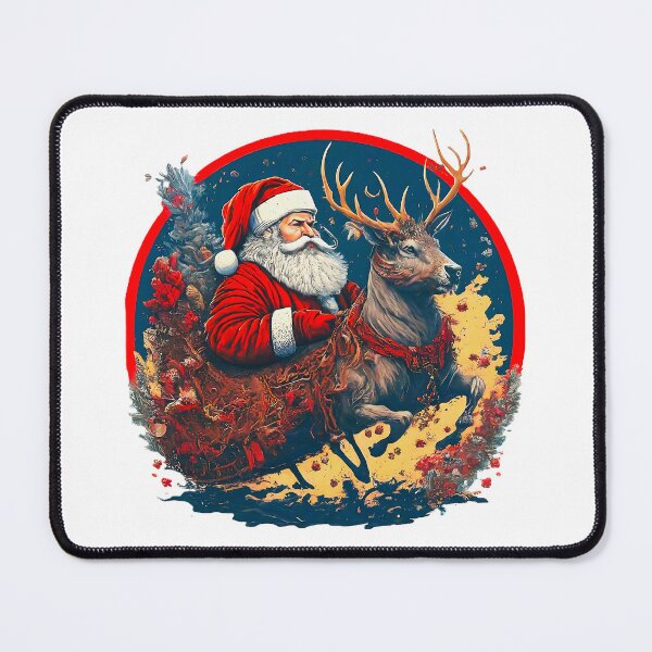 Item preview, Christmas , Santa Claus Riding Reindeer , Christmas Holiday , Festive Xmas , Holiday Graphic , Santa Claus Print designed and sold by Indyadizine.