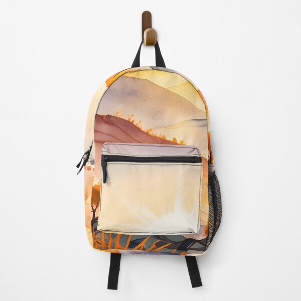 Item preview, Sunlit Trees and Shadowed Valleys, Watercolor Sunrise Landscape, Golden Hour Glow Mountain View, Autumn Minimalistic Vibes designed and sold by Kintsugi99.