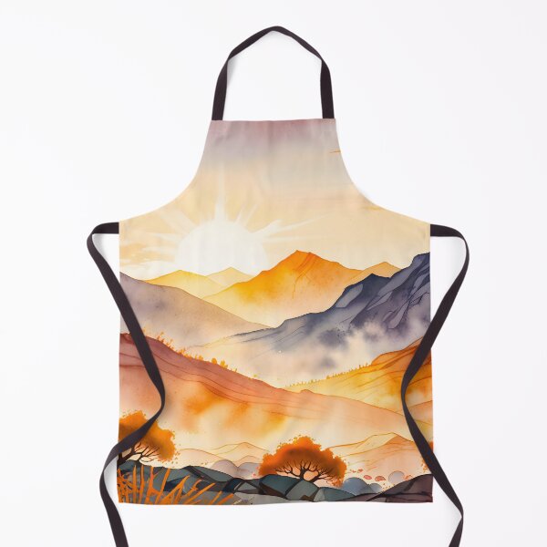 Item preview, Sunlit Trees and Shadowed Valleys, Watercolor Sunrise Landscape, Golden Hour Glow Mountain View, Autumn Minimalistic Vibes designed and sold by Kintsugi99.