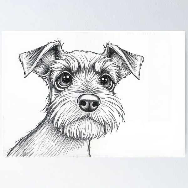 Item preview, Sketch of a Schnauzer designed and sold by Intelligenteel.