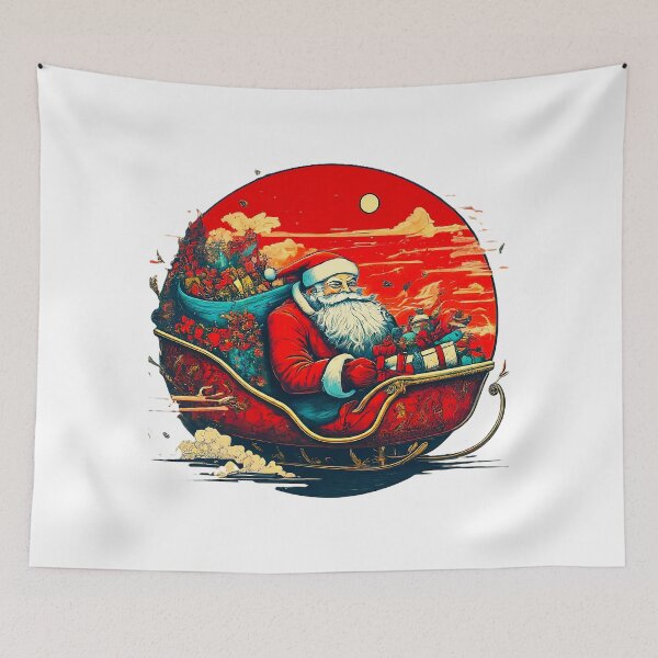 Item preview, Vintage Santa Claus Riding Sleigh , Christmas Holiday Graphic , Unique Santa Christmas , Festive Holiday  Gift designed and sold by Indyadizine.
