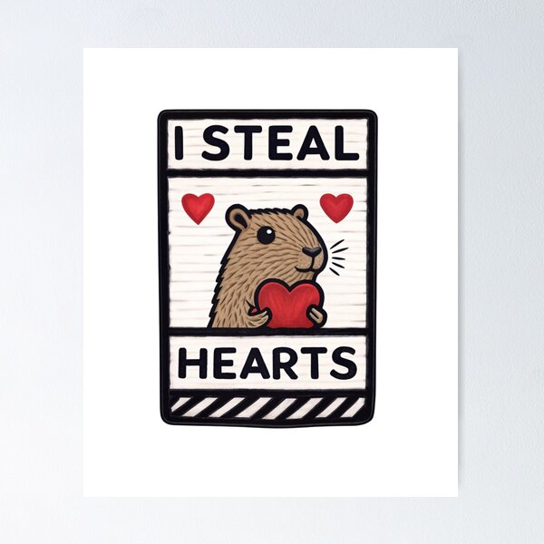 Item preview, I Steal Hearts Capybara - Cute and Funny Capybara Design designed and sold by Colorful-Garden.