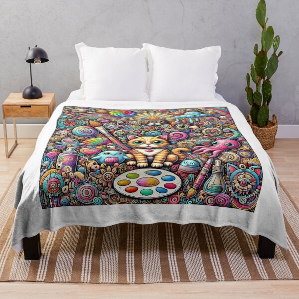 Item preview, Colorful Cat Doodle Art Cat Wonderland designed and sold by MigNetZ.