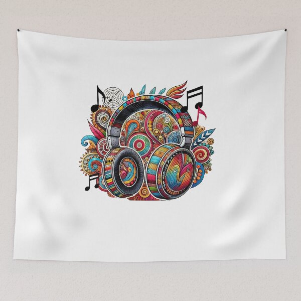 Item preview, Tie Dye Headphones, Headset, Podcaster Music gift, Colorful Rainbow, Musician Gift Ornate Hippie designed and sold by TheTimeTaxi.