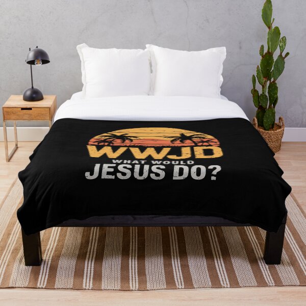 Item preview, WWJD ¿Qué haría Jesús? Diseño retro de puesta de sol designed and sold by Karsten Stier.