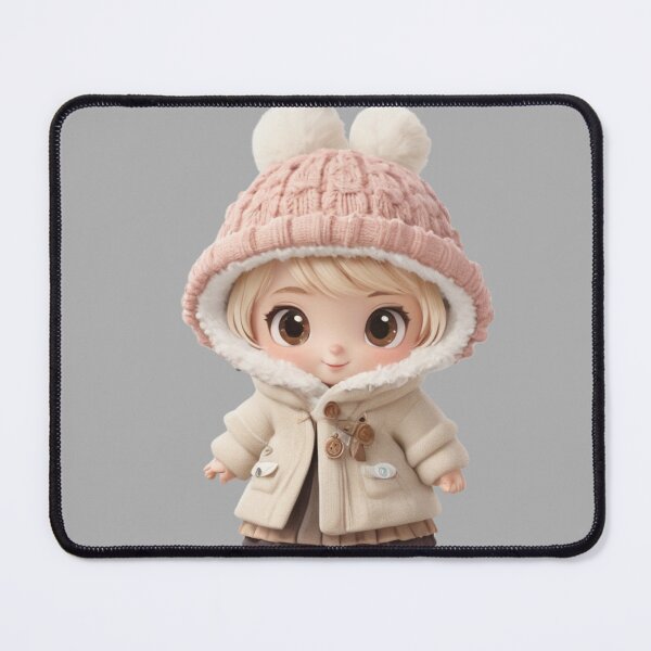 Item preview, Cozy Winter Bunny Character in Pink Knitted Hat designed and sold by MuseAI.