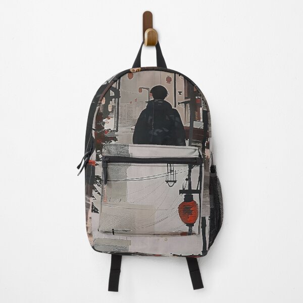 Item preview, Solitary Tourist Immersed in the Vibrant Twilight Hues of a Bustling City designed and sold by CheerForGoods.