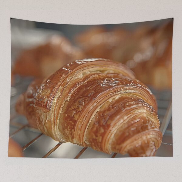 Item preview, Perfectly Baked Croissant on Bakery Rack with Flaky Golden Brown  designed and sold by CheerForGoods.