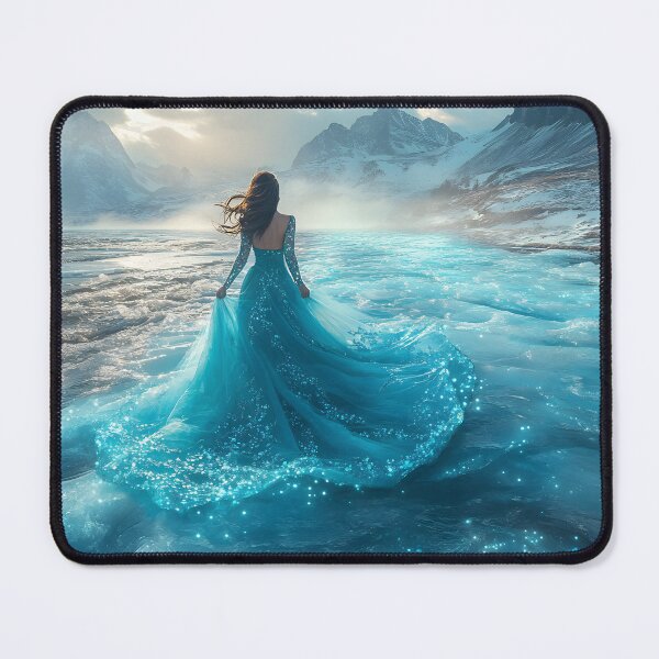 Item preview, Woman in sparkling blue dress on icy landscape scenery designed and sold by Artessie.