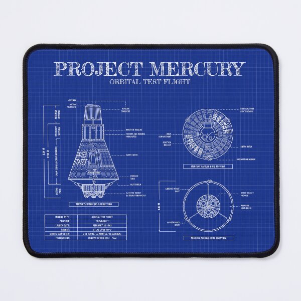 Aperçu de l'œuvre Mercury - Atlas: First USA Orbital Spaceflight (Blueprint - Vertical) créée et vendue par BGALAXY.