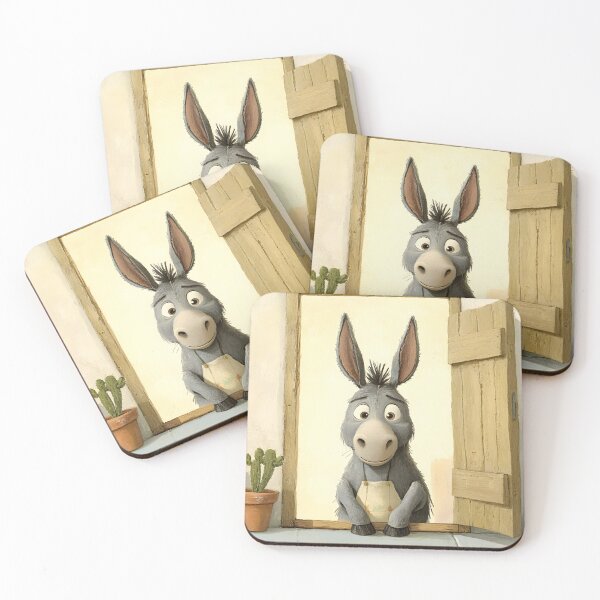 Item preview, Charming donkey peeks through rustic window frame art designed and sold by Artessie.