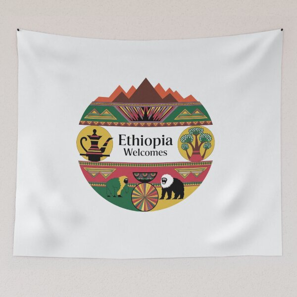 Item preview, Ethiopia Welcomes Flag Map Addis Ababa, Lalibela designed and sold by AnimalsDH305.