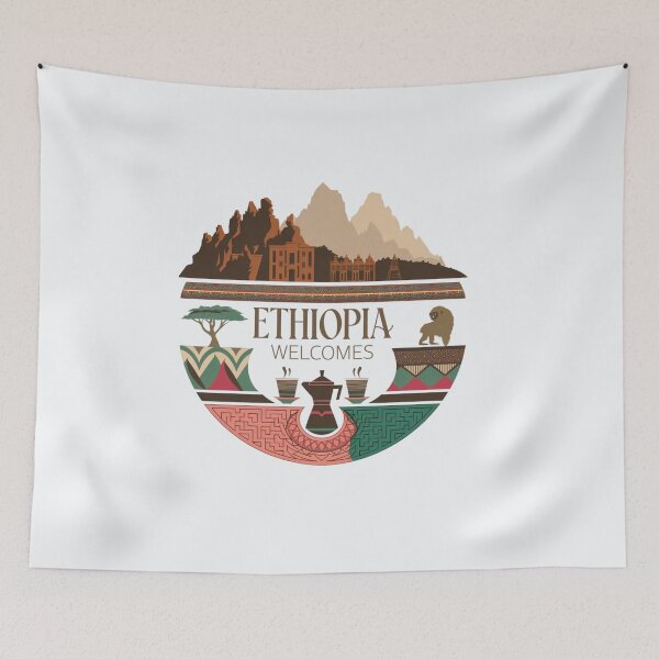 Item preview, Ethiopia Welcomes Flag Map Addis Ababa, Lalibela designed and sold by AnimalsDH305.