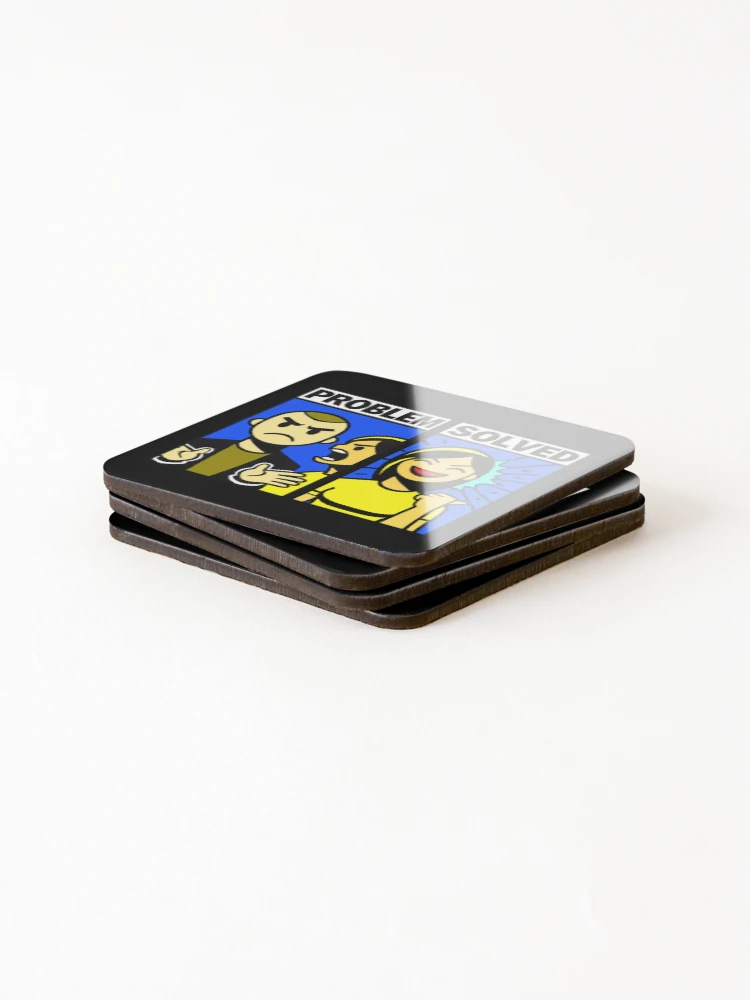 Thumbnail 4 of 5, Coasters (Set of 4), Problem Solved Comic Humor Design designed and sold by DrawHandArt.