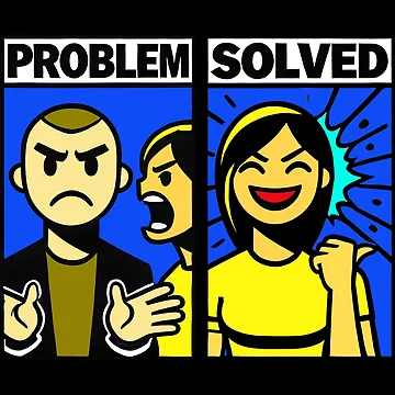 Artwork thumbnail, Problem Solved Comic Humor Design by DrawHandArt