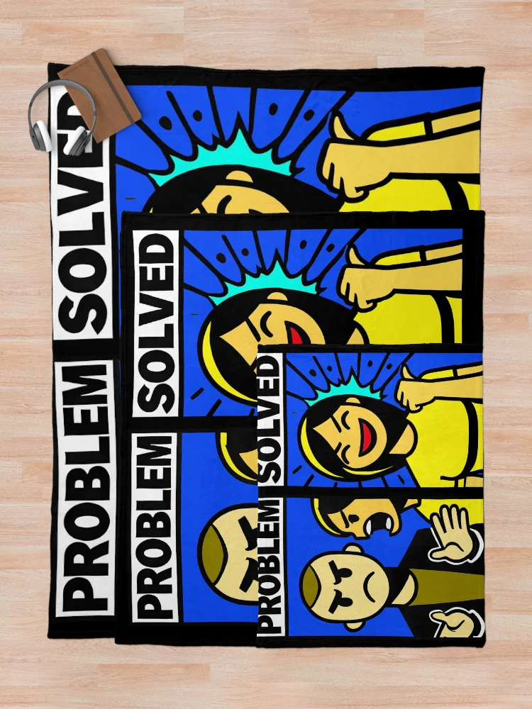 Thumbnail 5 of 6, Throw Blanket, Problem Solved Comic Humor Design designed and sold by DrawHandArt.