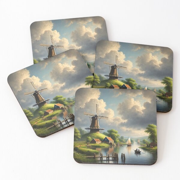 Item preview, Windmill on the river bank in summer designed and sold by Sigtrix.