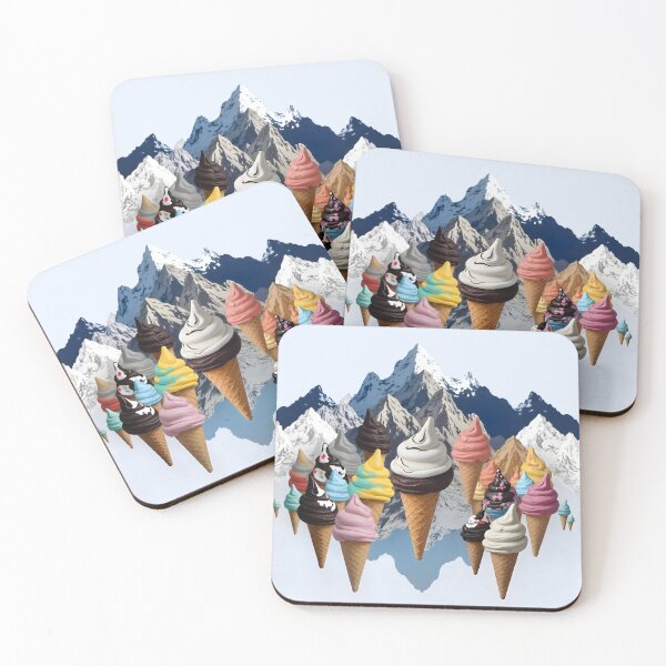 Item preview, Ice Cream Mountains, Winter Fantasy Landscape, Dessert Snow Hills, Fantasy Travel Snowcaps Nature, Eclectic Scandinavian Illustration designed and sold by 83oranges.com.