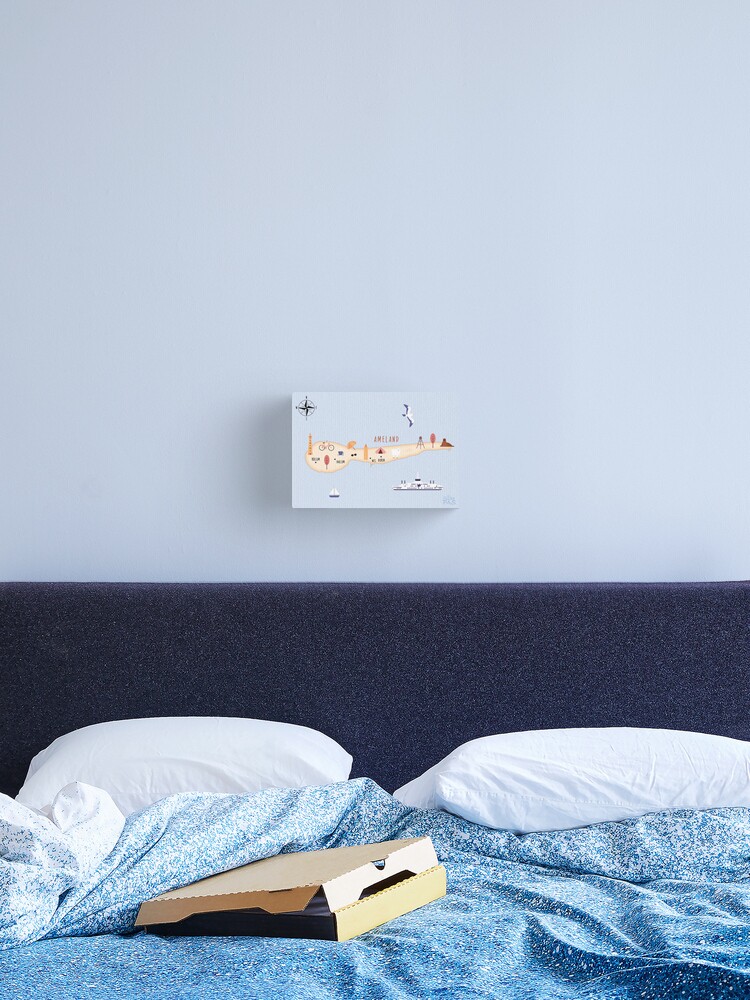 Thumbnail 1 of 3, Canvas Print, Illustrated map of Ameland designed and sold by ymkesinfogr.