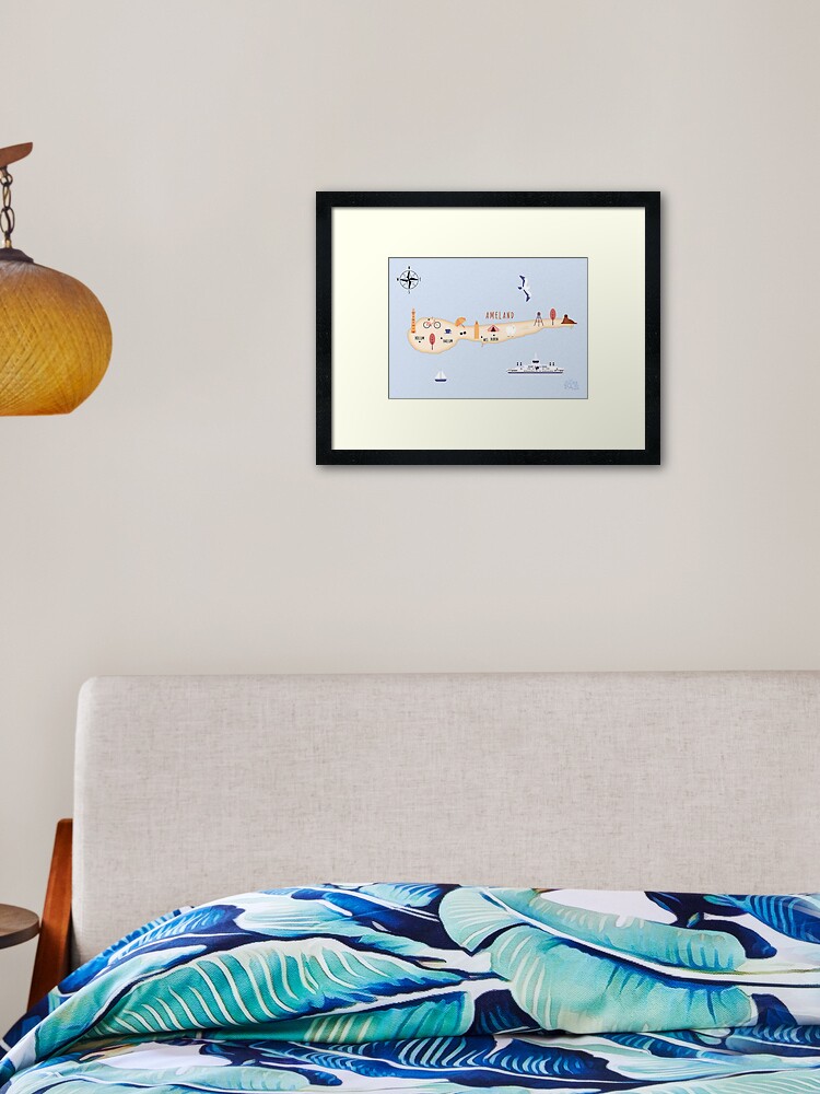 Thumbnail 1 of 7, Framed Art Print, Illustrated map of Ameland designed and sold by ymkesinfogr.