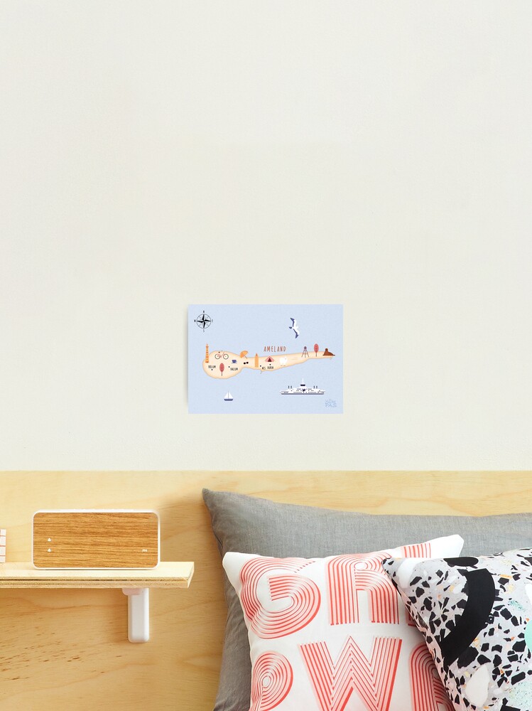 Thumbnail 1 of 3, Photographic Print, Illustrated map of Ameland designed and sold by ymkesinfogr.