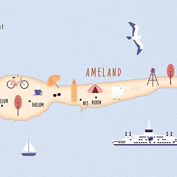 Artwork thumbnail, Illustrated map of Ameland by ymkesinfogr