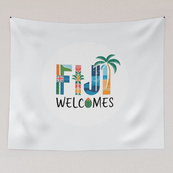 Item preview, Fiji Welcomes Flag Map Suva, Nadi, Mamanuca islands designed and sold by AnimalsDH305.