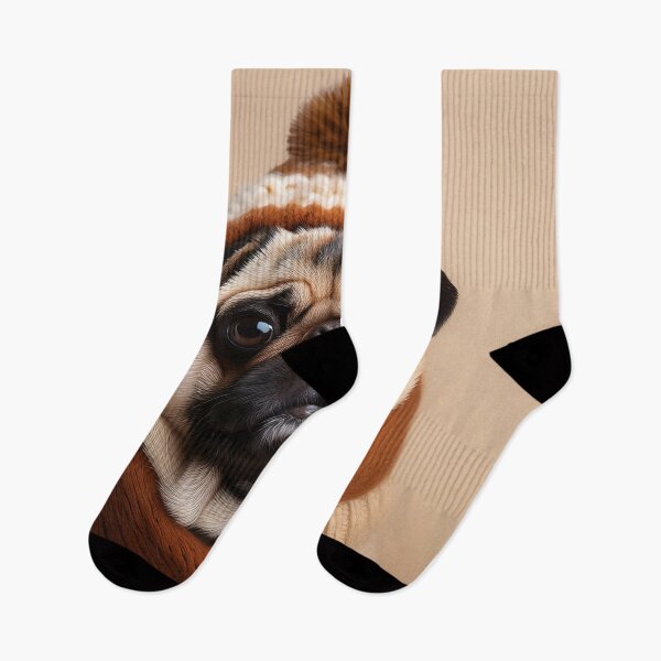 Item preview, Cozy Pug in Winter Scarf and Beanie | Adorable Dog Portrait designed and sold by Terradesignsbyk.