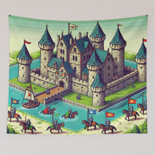 Item preview, Fantasy Pixel Art Castle Reloaded Premium Trendy Best Gift designed and sold by Imaginarium of Chaos falcon88 .
